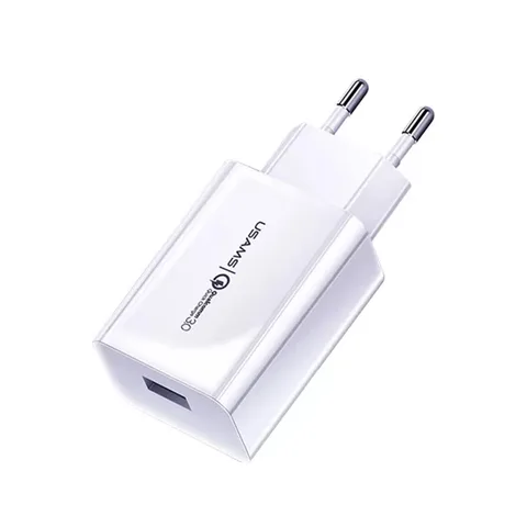 Мережевий зарядний пристрій Usams US-CC083 T22 Single USB QC3.0 Travel Charger (CC83TC01) White