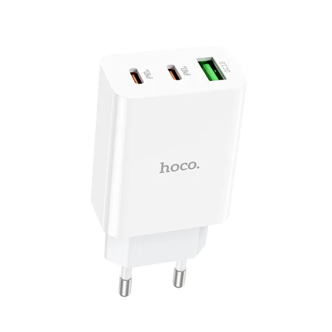 Мережевий зарядний пристрій Hoco C99A PD20W+QC3.0 three-port (USB + 2USB-C) charger White