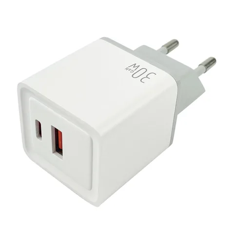 Мережевий зарядний пристрій Mibrand MIWC/30UCW GaN 30W Travel Charger USB-A + USB-C White