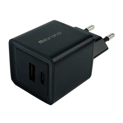 Мережевий зарядний пристрій Mibrand MIWC/30UCB GaN 30W Travel Charger USB-A + USB-C Black