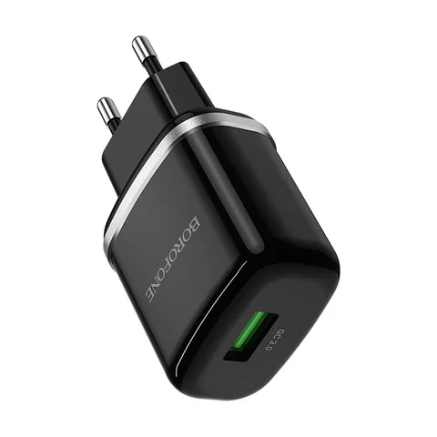 Мережевий зарядний пристрій Borofone BA36AB High speed single port QC3.0 charger set Black