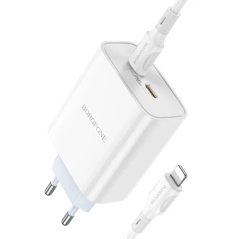 Мережевий зарядний пристрій Borofone BA73ACLW Young PD35W dual port (2C) charger set (C to iP) White