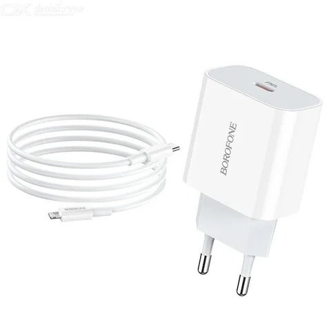 Мережевий зарядний пристрій Borofone BA38ALW Plus Speedy PD20W charger set (Type-C to Lightning) White