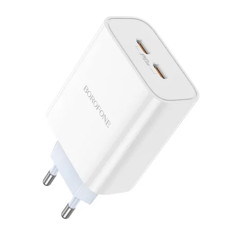 Мережевий зарядний пристрій Borofone BA73AW Young PD35W dual port (2C) charger White