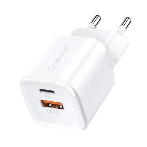 Сетевое зарядное устройство Charome 6974324910243 C10 Pure PD+QC3.0 20W Charger White