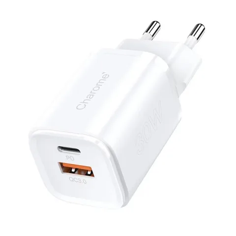 Сетевое зарядное устройство Charome 6974324910250 C11 Pure PD+QC 3.0 30W Charger White