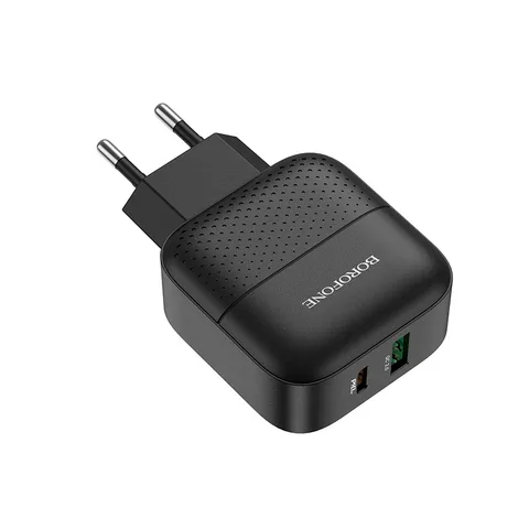 Мережевий зарядний пристрій Borofone BA46AB Premium PD + QC3.0 with USB-A and USB-C out 3A Black