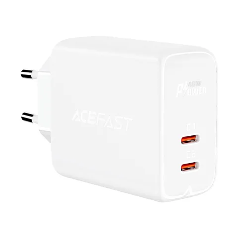 Мережевий зарядний пристрій Acefast AFA9W A9 PD40W(USB-C+USB-C) dual port charger White