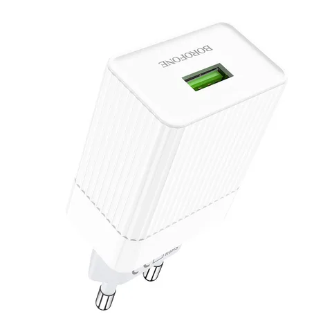 Мережевий зарядний пристрій Borofone BA47AW Mighty speed single port QC3.0 3A White