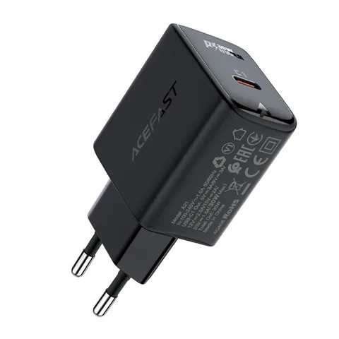 Мережевий зарядний пристрій Acefast AFA21B A21 30W GaN single USB-C charger Black