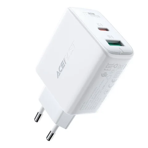 Мережевий зарядний пристрій ACEFAST A5 PD32W (USB-C+USB-A) Dual Port Charger (AFA5W) White