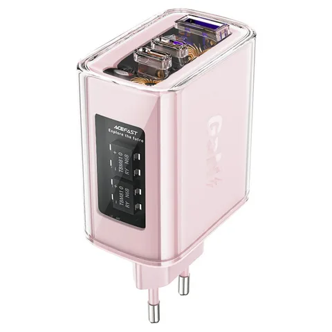 Мережевий зарядний пристрій ACEFAST AFA45CB A45 Sparkling Series PD65W GaN (2*USB-C+USB-A) Charger Cherry Blossom