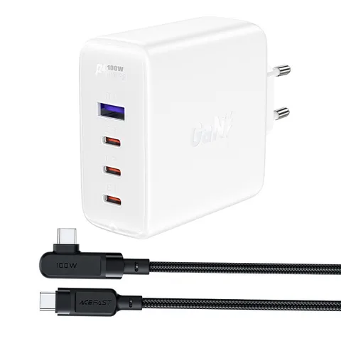 Мережевий зарядний пристрій ACEFAST AFA37W A37 PD100W GaN (3*CUSB-C+USB-A) Charger Set White