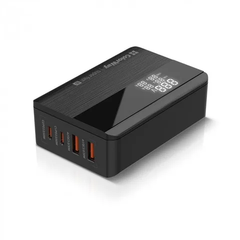 Сетевое зарядное устройство ColorWay Power Delivery (2USB-A + 2USB TYPE-C) (65W) Black (CW-CHS040PD-BK)