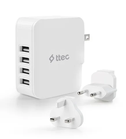 Сетевое зарядное устройство Ttec Quattro Traveler 4xUSB 5.1A/25Вт White (2SC02BUK)
