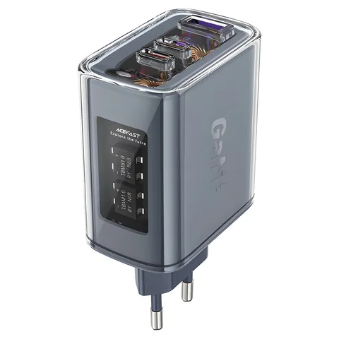 Мережевий зарядний пристрій Acefast A45 Sparkling Series PD65W GaN (2xUSB-C+USB-A) Charger (AFA45MG) Mica Gray