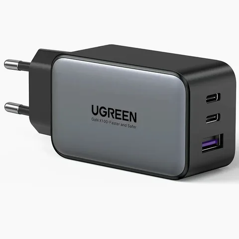 Мережевий зарядний пристрій Ugreen CD244 GaN Fast Charger 65W 2xUSB-C+USB-A (UGR-10335) Dark Gray
