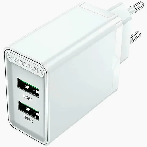 Мережевий зарядний пристрій Vention Two-Port Wall Charger USB-A 18W (FBAW0-EU) White