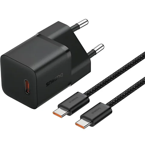 Мережевий зарядний пристрій Baseus GaN5 Fast Charger (mini) 1C 20W + кабель Baseus Dynamic 3 Series Fast Charging USB Type-C to USB Type-C 100W 1m (P10110900113-00) Cluster Black