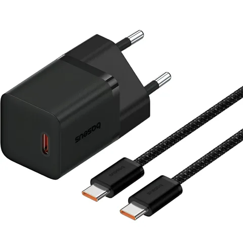 Мережевий зарядний пристрій Baseus GaN5 Fast Charger(mini) 1C 30W + кабель Type-C to Type-C 100W 1m (P10110902113-00) Cluster Black