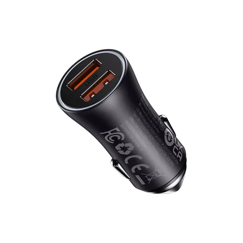 Автомобільний зарядний пристрій Baseus Golden Contactor Max Dual Fast Charger U+U 60W (CGJM000013) Dark Gray