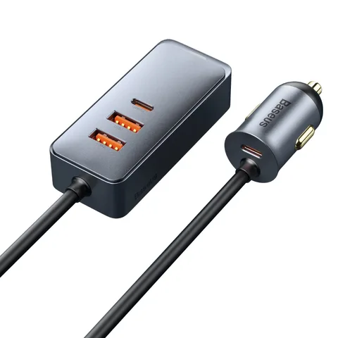 Автомобільний зарядний пристрій Baseus Share Together PPS multi-port Fast charging з подовжувачем 120W 2U+2C (CCBT-A0G) Gray