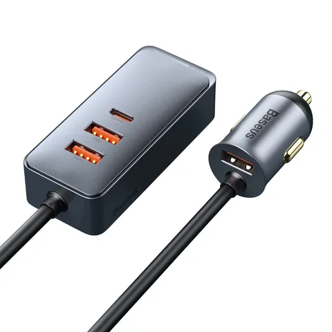Автомобільний зарядний пристрій Baseus Share Together PPS multi-port Fast charging з подовжувачем 120W 3U+1C (CCBT-B0G) Gray