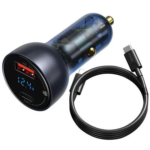 Автомобільний зарядний пристрій Baseus Particular Digital Display QC+PPS Dual Quick Charger 65W з кабелем 1m 100W (TZCCKX-0G) Gray