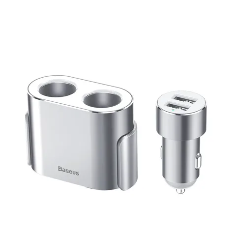 Автомобільний зарядний пристрій Baseus High Efficiency One to Two Cigarette Lighter (CRDYQ-0S) Silver