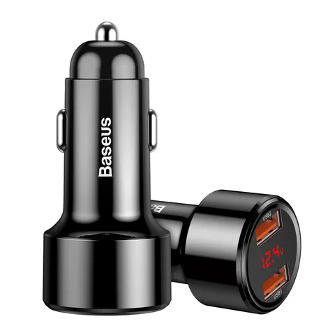 Автомобільний зарядний пристрій Baseus Magic Series Dual QC із цифровим дисплеєм та швидкою зарядкою 45W (CCMLC20A-01) Black