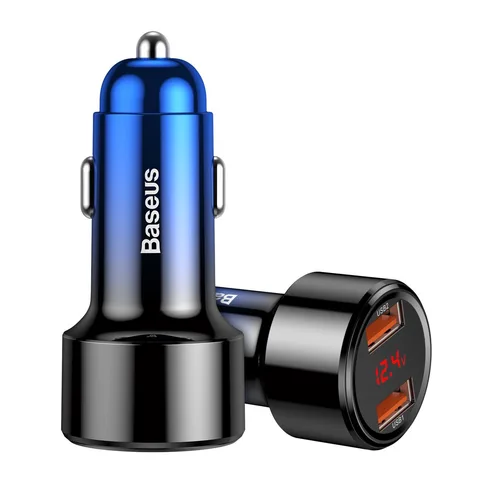 Автомобільний зарядний пристрій Baseus Magic Series Dual QC із цифровим дисплеєм та швидкою зарядкою 45W (CCMLC20A-03) Blue