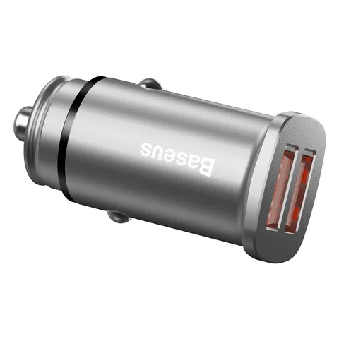 Автомобільний зарядний пристрій Baseus Square metal A+A 30W Dual QC3.0 Quick (CCALL-DS0S) Silver