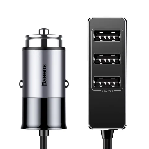 Автомобільний зарядний пристрій Baseus Enjoy Together Four Interfaces Output Patulous 5.5A (CCTON-0G) Dark gray