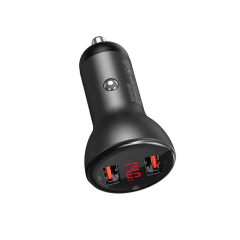 Автомобільний зарядний пристрій Baseus 2USB Digital Display (45W) (CCBX-B0G) Grey