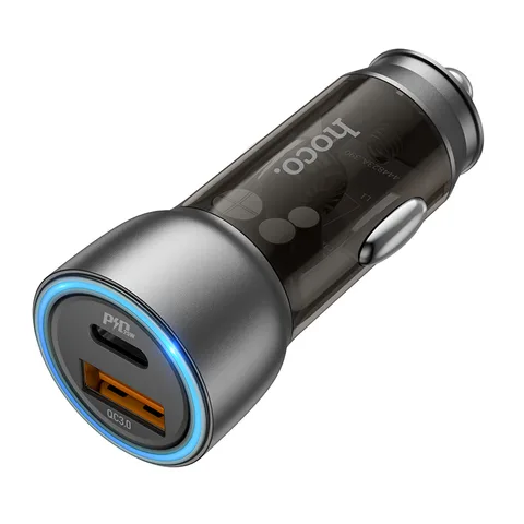 Автомобільний зарядний пристрій Hoco Sprinter 43W dual port PD25W+QC3.0 Car Charger (NZ8) Brown