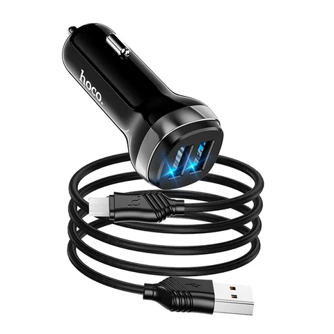 Автомобільний зарядний пристрій Hoco Superior Dual Port Car Charger Set (Micro) (Z40) Black