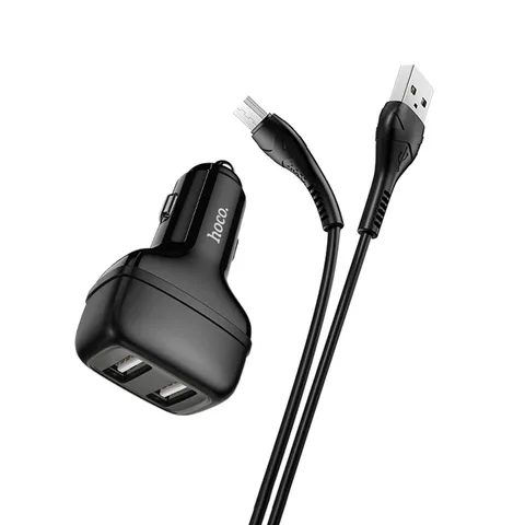 Автомобільний зарядний пристрій Hoco Leader Dual Port Car Charger Set (Micro) (Z36) Black