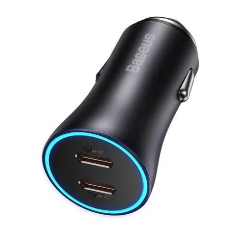 Автомобільний зарядний пристрій Baseus Golden Contactor Pro Dual Fast Charger Car Charger C+C 40W (CGJP000013) Dark Gray