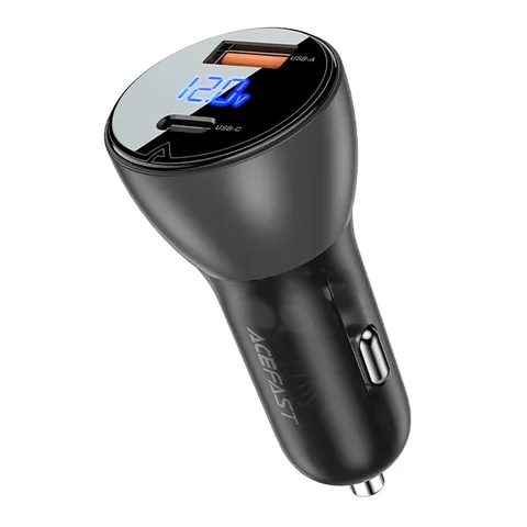 Автомобільний зарядний пристрій Acefast B6 Metal 63W (USB-A+USB-C) With Digital Display (AFB6B)