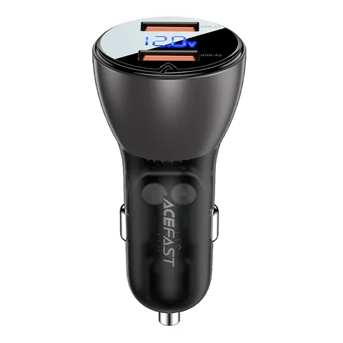 Автомобільний зарядний пристрій Acefast B7 Metal 45W (USB-A + USB-A) With Digital Display (AFB7B)