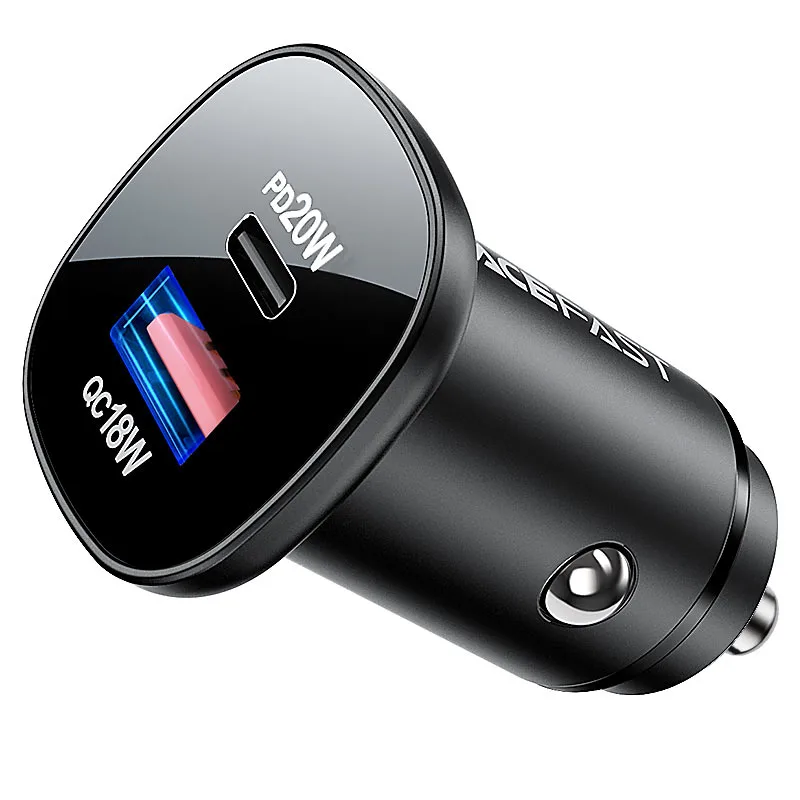 Автомобильное зарядное устройство Acefast B1 Mini 38W (USB-C+USB-A) Dual-Port Metal Car Charger (AFB1B) — фото 2