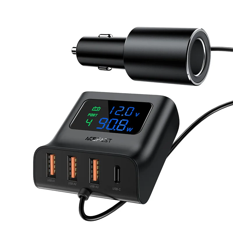 Автомобильное зарядное устройство Acefast B8 Digital Display Car HUB Charger (AFB8) — фото 4