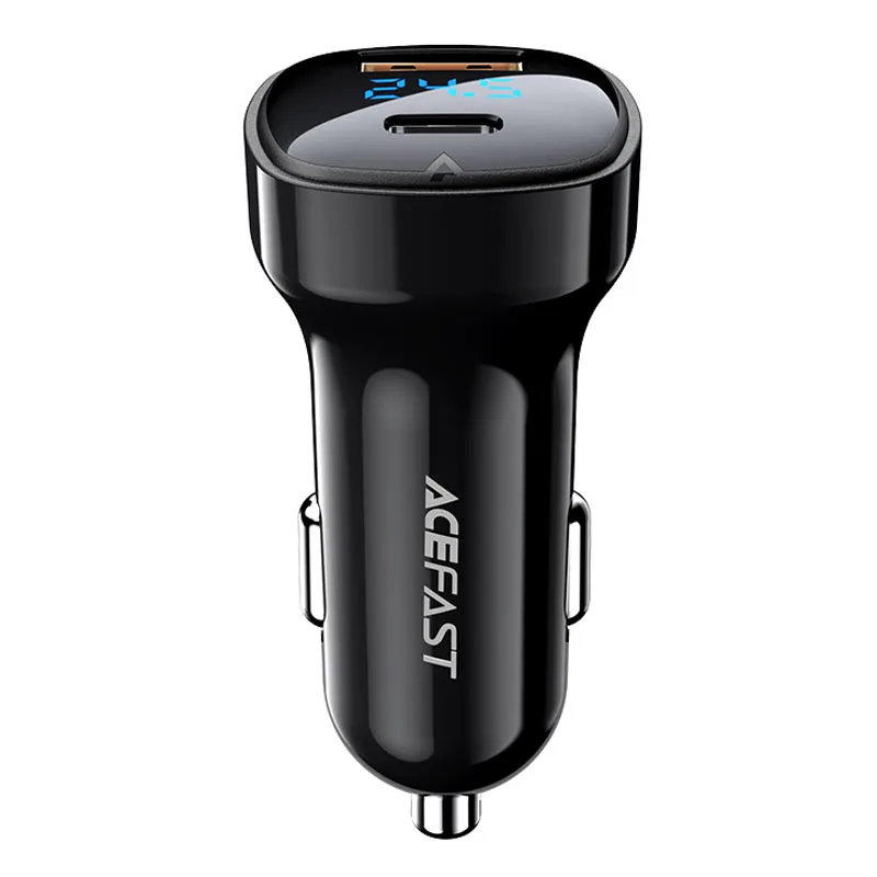 Автомобильное зарядное устройство Acefast B4 Digital Display 66W (USB-C+USB-A) Dual Port Car Charger (AFB4B)