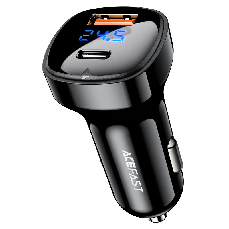 Автомобильное зарядное устройство Acefast B4 Digital Display 66W (USB-C+USB-A) Dual Port Car Charger (AFB4B) — фото 2