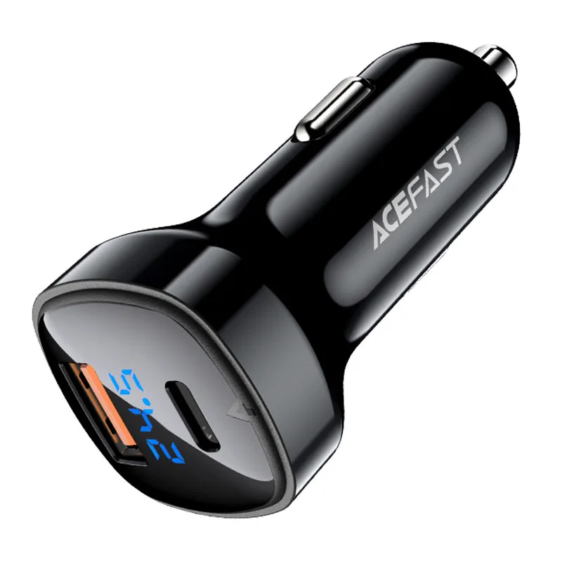 Автомобильное зарядное устройство Acefast B4 Digital Display 66W (USB-C+USB-A) Dual Port Car Charger (AFB4B) — фото 3