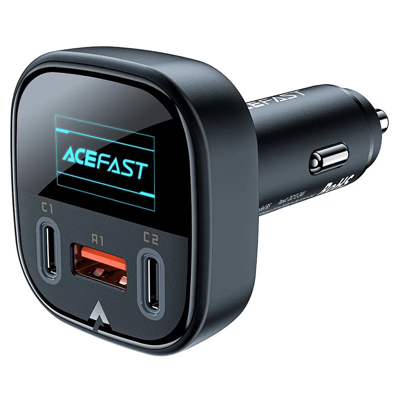Автомобильное зарядное устройство Acefast B5 101W (2C+A) Metal Car Charger With OLED Smart Display (AFB5B) — фото 2