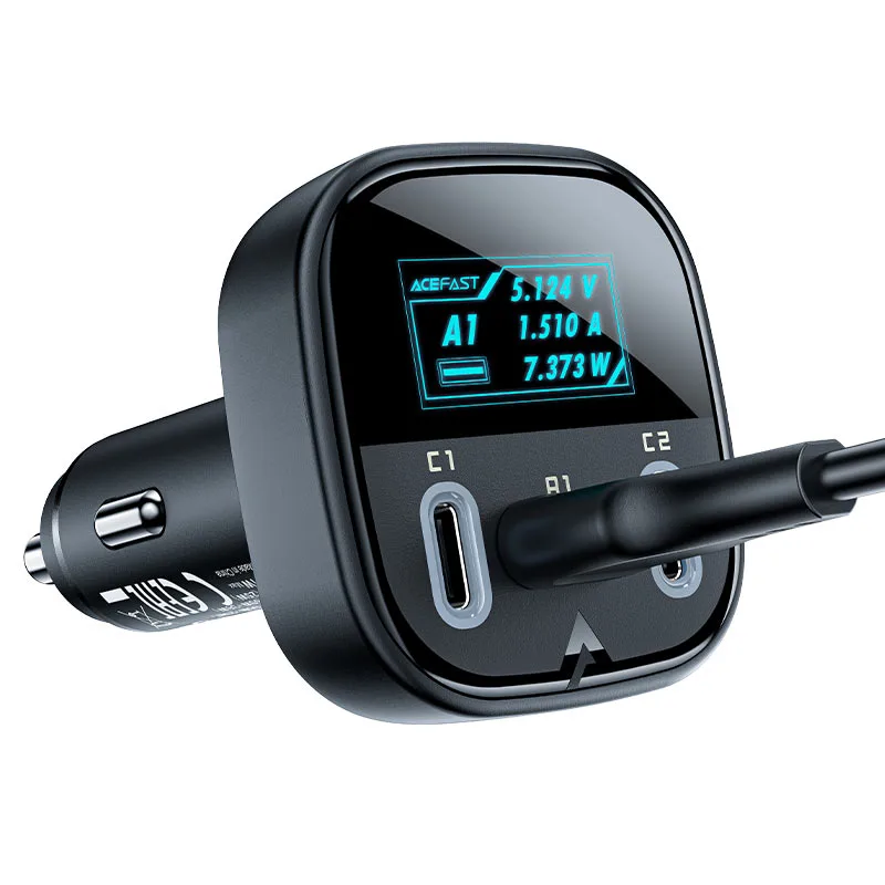 Автомобильное зарядное устройство Acefast B5 101W (2C+A) Metal Car Charger With OLED Smart Display (AFB5B) — фото 3