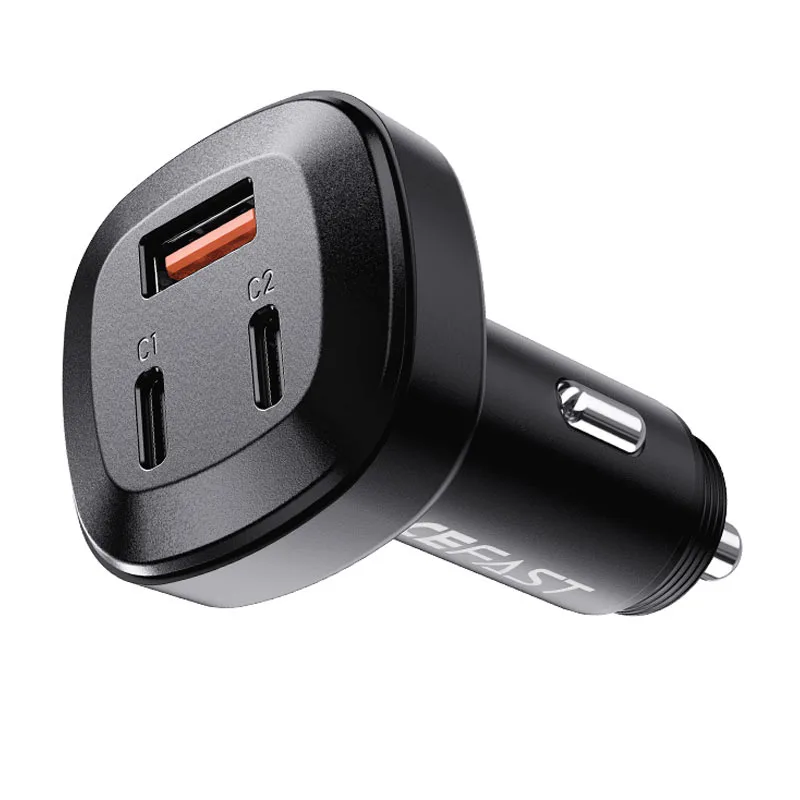 Автомобильное зарядное устройство Acefast B3 66W (USB-C+USB-C+USB-A) Three-Port Metal Car Charger (AFB3B) — фото 3