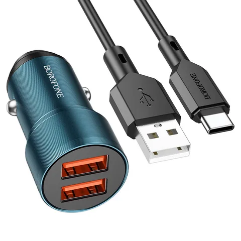 Автомобільний зарядний пристрій Borofore BZ19 Wisdom Dual Port Car Charger Set (Type-C) (BZ19CSU) Sapphire Blue