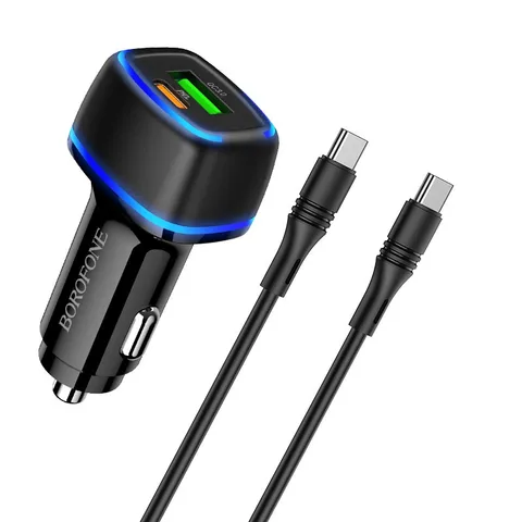 Автомобільний зарядний пристрій Borofore BZ14A Mercury PD20W+QC3.0 (Type-C to Type-C) (BZ14ACCB) Black